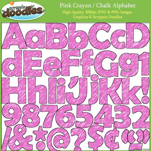 Pink Crayon Alphabet Clip Art