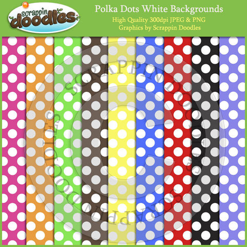 White Polka Dots on Colored Backgrounds Download