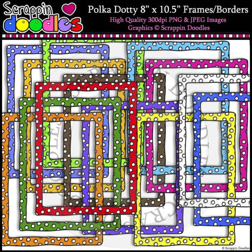 Polka Dotty Frames / Borders with Line Art