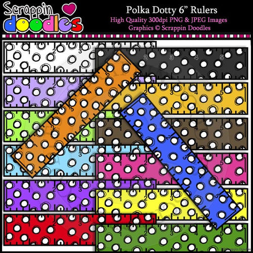 Polka Dotty 6" Rulers Clip Art & Line Art