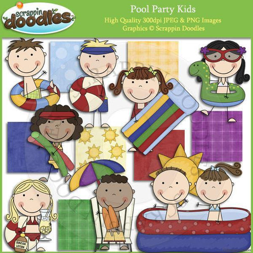 Pool Party Kids Clip Art Download