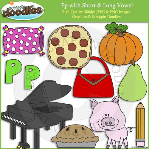 Pp Short and Long Vowel Clip Art and Line Art