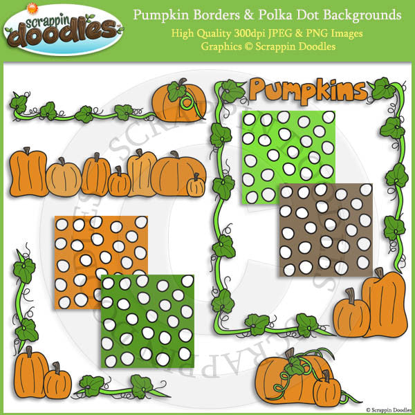 Pumpkin Borders & Polka Dot Backgrounds Clip Art & Line Art