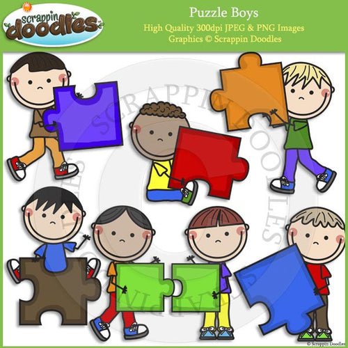 Puzzle Boys Clip Art