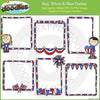 Red, White & Blue Frames / Borders with Line Art