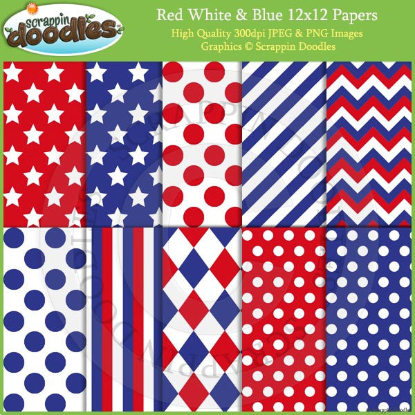 Red, White & Blue 12x12 Backgrounds Download