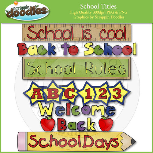 Back to School Titles Clip Art Download