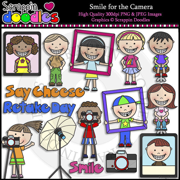 Smile for the Camera Clip Art & Line Art