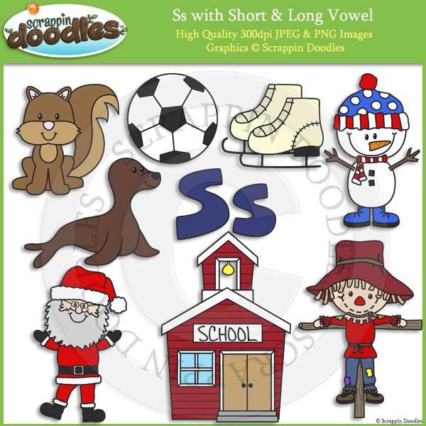 Ss Short and Long Vowel Clip Art and Line Art
