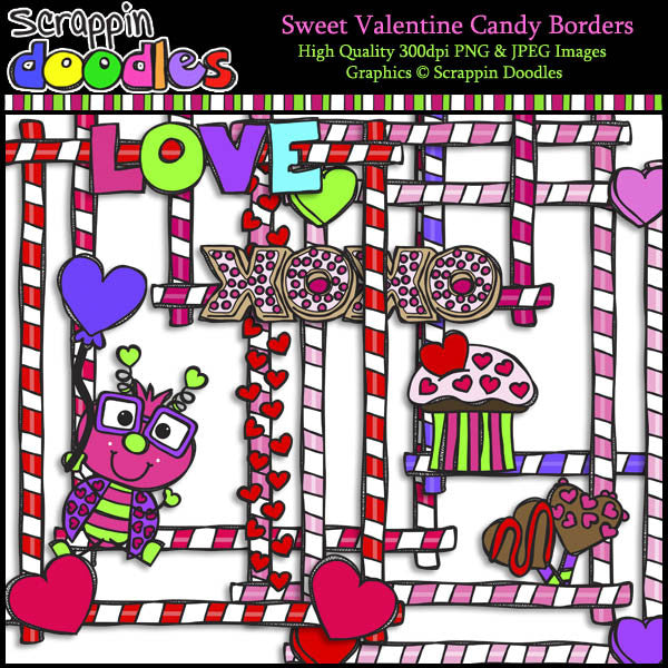Sweet Valentine Candy Full Page Borders