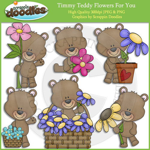 Flowers For You Teddy Clip Art Download