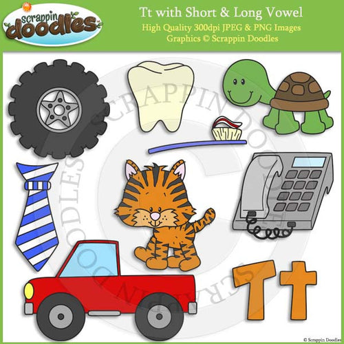 Tt Short and Long Vowel Clip Art and Line Art