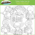 Turkey Lurkey Line Art / Digital Stamps Download