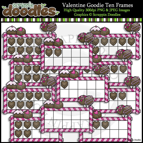 Valentines Day Candy Ten Frames ClipArt - Commercial Use PNG