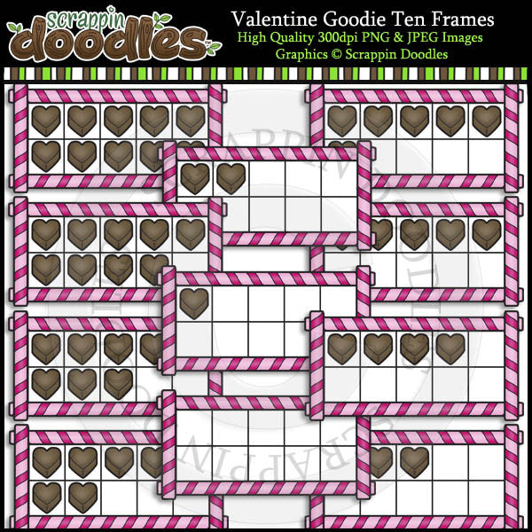 Valentines Day Candy Ten Frames ClipArt - Commercial Use PNG