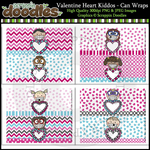 Valentine Heart Kiddos - Can Wraps