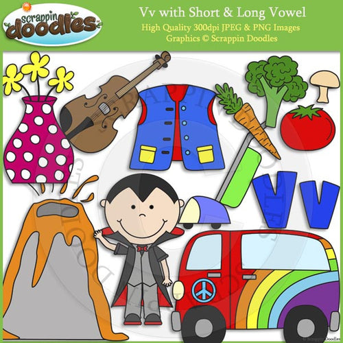 Vv Short and Long Vowel Clip Art and Line Art