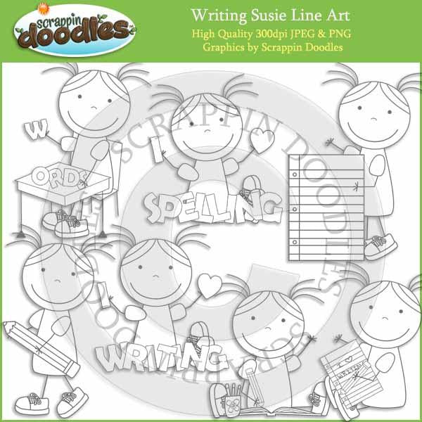 Writing Susie & Tommy Clip Art