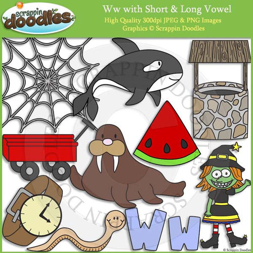 Ww Short and Long Vowel Clip Art and Line Art