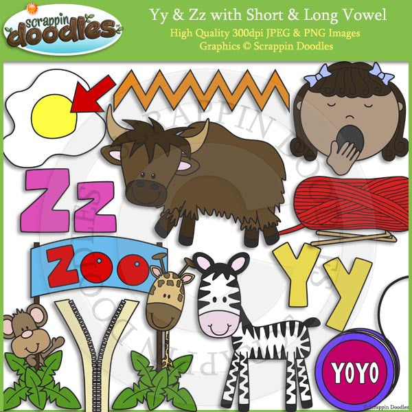 Yy & Zz Short and Long Vowel Clip Art and Line Art