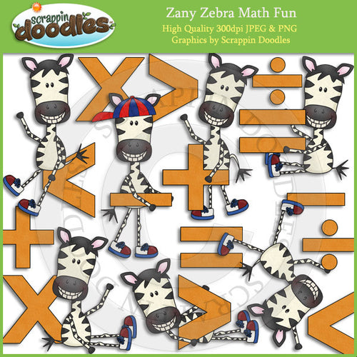 Zany Zebra Math Fun Clip Art Download