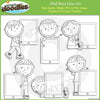 iPad Boys Clip Art kids holding iPad graphics