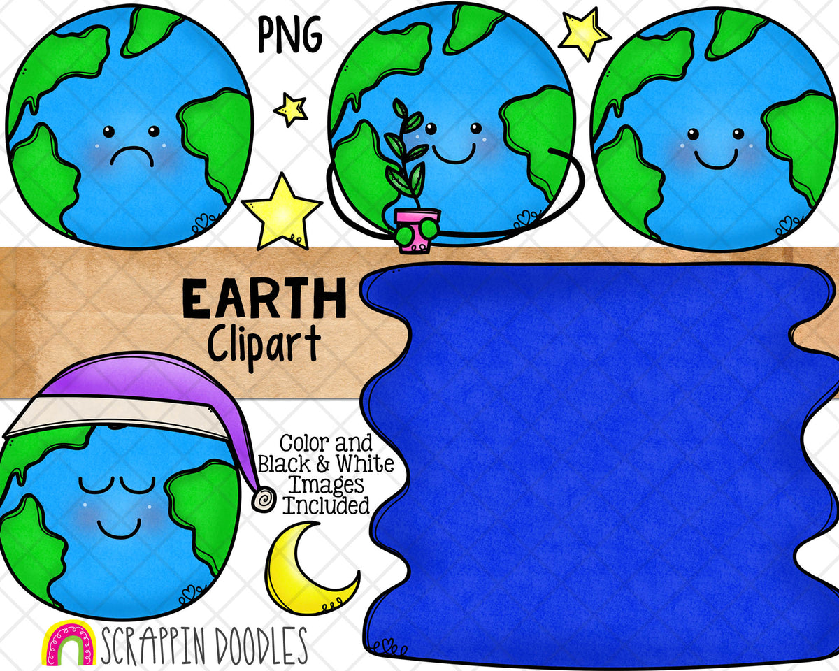 Earth ClipArt - Commercial Use Earth Day Clip Art - EarthDay Graphics - Hand Drawn PNG