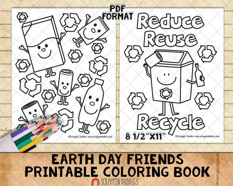 Earth Day Friends Coloring Book - Kids Coloring Pages - Printable PDF