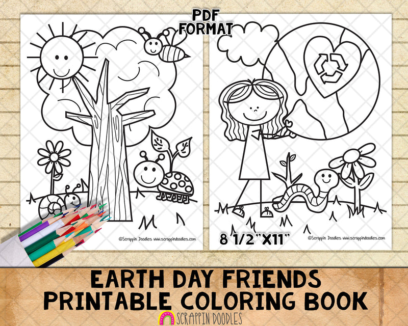 Earth Day Friends Coloring Book - Kids Coloring Pages - Printable PDF