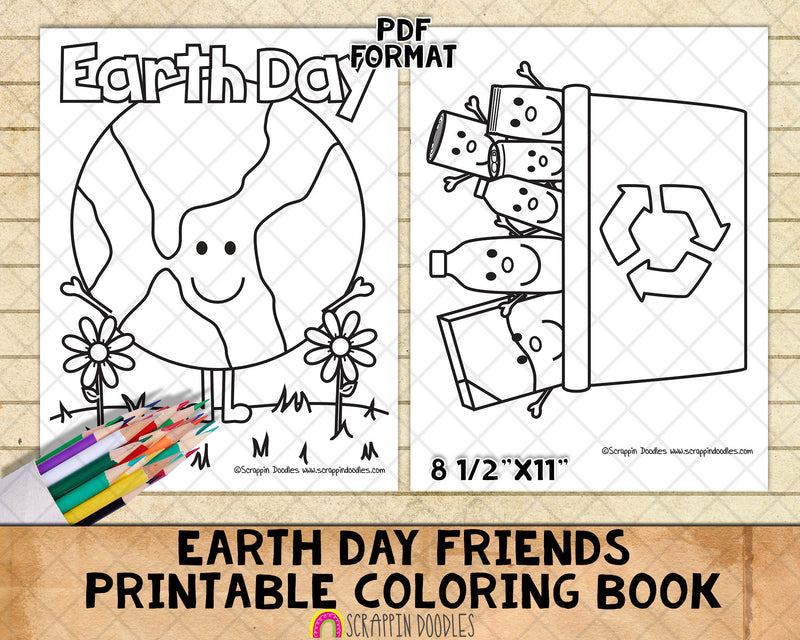 Earth Day Friends Coloring Book - Kids Coloring Pages - Printable PDF