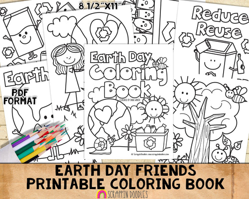 Earth Day Friends Coloring Book - Kids Coloring Pages - Printable PDF