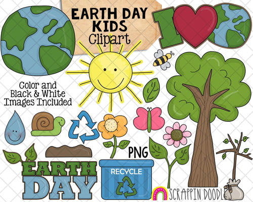 Earth Day Kids Clipart - Stick Kids Save the Earth - Environmental Kids - Reduce Reuse Recycle Graphics - Eco Friendly PNG