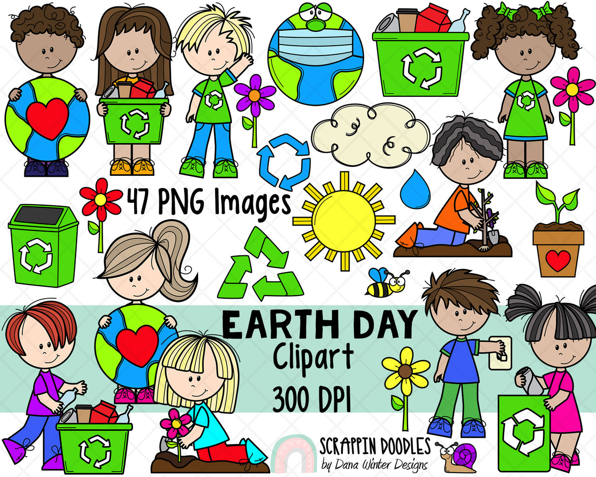 Earth Day Clipart - Earth Day Kids - Instant Download - Environmental ...