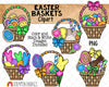 Easter Baskets ClipArt - Decorated Easter Basket - Candy Baskets - Chocolate Bunny - Commercial Use - PNG