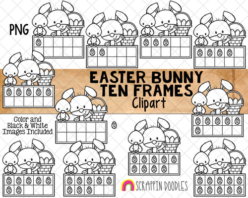 Easter Bunny Ten Frames ClipArt - Commercial Use PNG