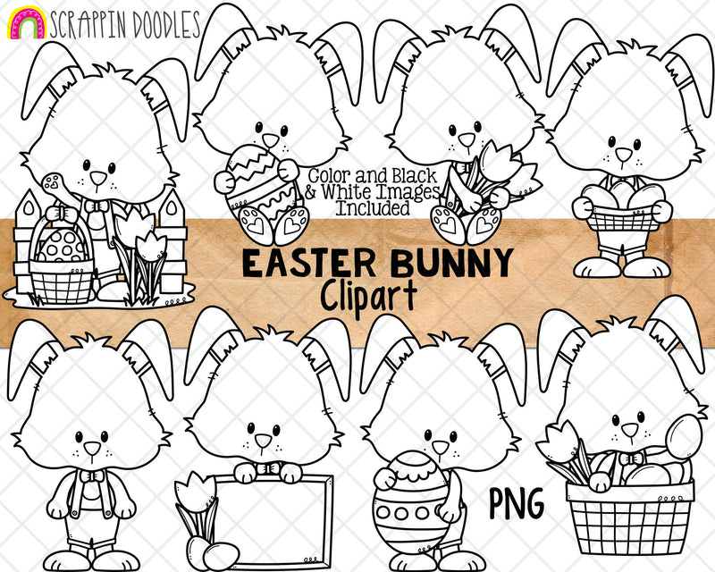 Easter Bunny ClipArt - Easter Eggs - Spring Rabbit Graphics - Easter Sublimation - Commercial Use - PNG