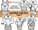 Easter Cactus ClipArt - Easter Eggs - Spring Cacti Graphics - Cactus Sublimation - Commercial Use - PNG