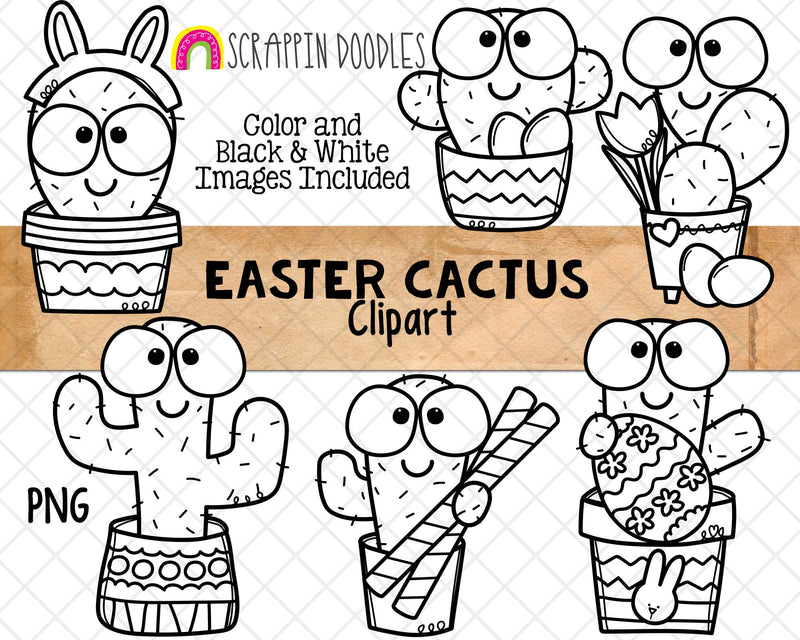 Easter Cactus ClipArt - Easter Eggs - Spring Cacti Graphics - Cactus Sublimation - Commercial Use - PNG