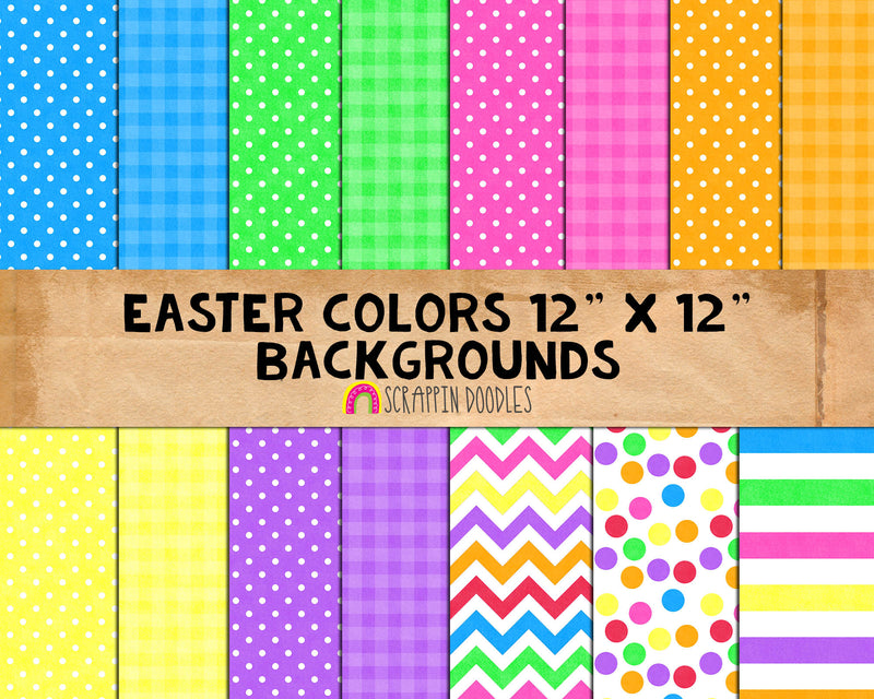 Easter Colors 12" x 12" Backgrounds - Digital Papers - Easter Patterns 