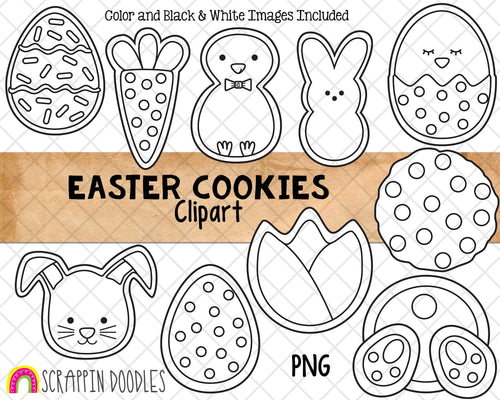 Easter Cookie ClipArt - Easter Baking Graphics - Egg Cookies - PNG