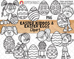 Easter Kiddos & Easter Eggs ClipArt - Decorated Easter Eggs - PNG