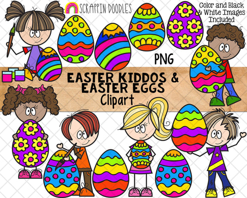 Easter Kiddos & Easter Eggs ClipArt - Decorated Easter Eggs - PNG