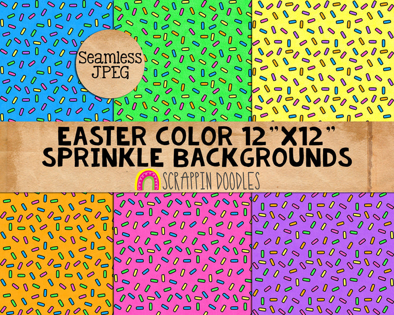 Easter Color Sprinkle Cookie 12" x 12" Backgrounds - Digital Papers - Easter Patterns