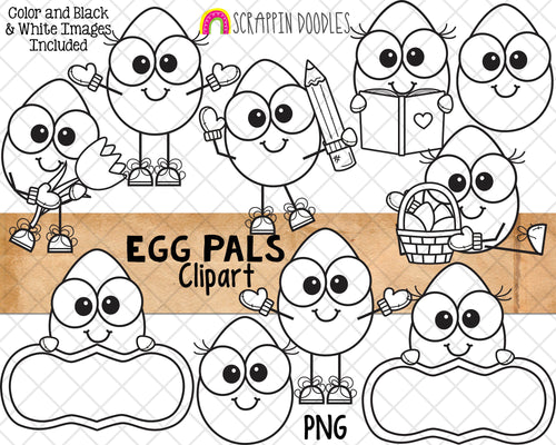 Egg Pals ClipArt - Colored Eggs - Hand Drawn PNG