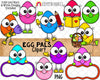 Egg Pals ClipArt - Colored Eggs - Hand Drawn PNG