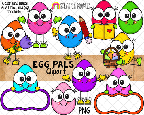 Egg Pals ClipArt - Colored Eggs - Hand Drawn PNG