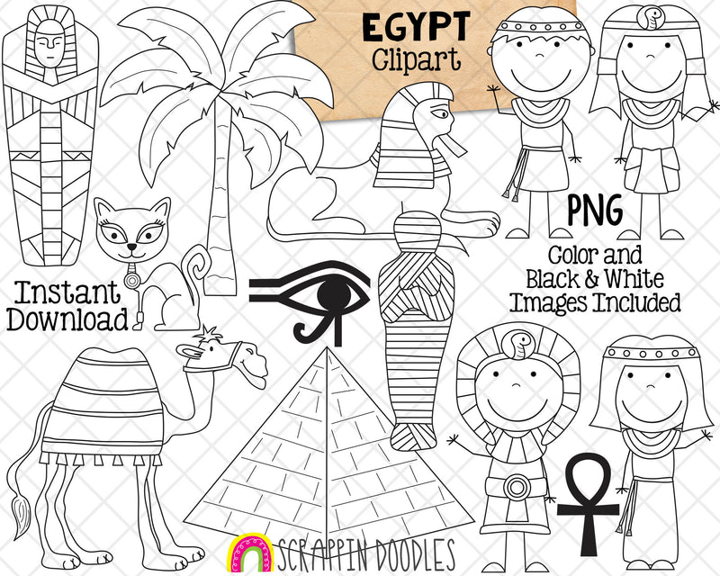 Egypt ClipArt - Egyptian Graphics - Pharaoh - Mummy Tomb - Pyramids - Camel - Commercial Use PNG