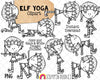 Yoga Elf Clip Art - Christmas Stretching Clipart - Yoga Elves Poses - Commercial Use PNG Sublimation