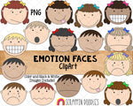 Emotion Faces ClipArt - Faces Showing Emotion - Emotions - Facial Expressions - Commercial Use PNG