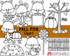 Fall Foxes ClipArt - Commercial Use Autumn Fox Graphics - Autumn Tree - Pumpkin - Fence Clipart - Sunflower - Hand Drawn PNG